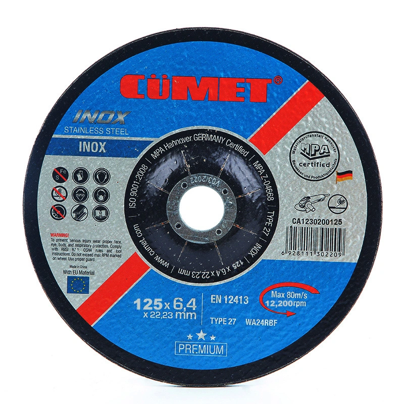 5&prime; Depressed Centre Grinding Disc for Inox (125X6.4X22.23) Abrasive with MPa Certificates